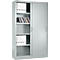 Schäfer Shop Select Armario de puertas correderas MS iCONOMY, acero, 5 alturas de archivo, An 1200 x P 400 x Al 1935 mm, aluminio blanco RAL 9006