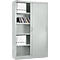 Schäfer Shop Select Armario de puertas correderas MS iCONOMY, acero, 5 alturas de archivo, An 1200 x P 400 x Al 1935 mm, gris luminoso RAL 7035