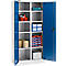 Schäfer Shop Select Armario para materiales MS 2509, con 8 estantes, ancho 950 x fondo 500 x alto 1935 mm, chapa fina, aluminio blanco/azul marino