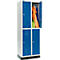 Schäfer Shop Select Armario para ropa, 2 x 2 compartimentos, 300 mm, con base, cerradura con pestillo giratorio, puerta azul genciana