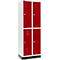 Schäfer Shop Select Armario para ropa, 2 x 2 compartimentos, 300 mm, con base, cerradura de pestillo giratoria, puerta rojo rubí