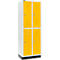 Schäfer Shop Select Armario para ropa, 2 x 2 compartimentos, 300 mm, con zócalo, cerradura de cilindro, puerta de color amarillo colera