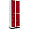 Schäfer Shop Select Armario para ropa, 2 x 2 compartimentos, 300 mm, con zócalo, cerradura de cilindro, puerta rojo rubí