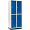 Schäfer Shop Select Armario para ropa, 2 x 2 compartimentos, 400 mm, con base, cerradura con pestillo giratorio, puerta azul genciana