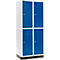 Schäfer Shop Select Armario para ropa, 2 x 2 compartimentos, 400 mm, con zócalo, cerradura de cilindro, puerta azul genciana