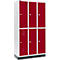 Schäfer Shop Select Armario para ropa, con 3 x 2 compartimentos, 300 mm, con zócalo, cerradura de cilindro, puerta rojo rubí