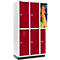 Schäfer Shop Select Armario para ropa, con 3 x 2 compartimentos, 400 mm, con zócalo, cerradura de cilindro, puerta rojo rubí