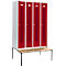 Schäfer Shop Select armario ropero, con banco, 4 compartimentos, 300 mm, cerradura de cilindro, puerta rojo rubí