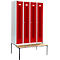 Schäfer Shop Select armario ropero, con banco, 4 compartimentos, 300 mm, cerradura de pestillo giratorio, puerta rojo rubí