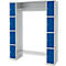 Schäfer Shop Select Armoire à casiers, avec étagère à chapeaux et tringle à vêtements, 2 x 4 compartiments, L 1735 x P 500 x H 1950 mm, aluminium blanc/bleu de gentiane 