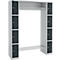 Schäfer Shop Select Armoire à casiers, avec étagère à chapeaux et tringle à vêtements, 2 x 4 compartiments, L 1735 x P 500 x H 1950 mm, aluminium blanc/gris anthracite 