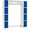 Schäfer Shop Select Armoire à casiers, avec étagère à chapeaux et tringle à vêtements, 2 x 4 compartiments, L 1735 x P 500 x H 1950 mm, gris clair/bleu de gentiane 