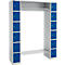 Schäfer Shop Select Armoire à casiers, avec étagère à chapeaux et tringle à vêtements, 2 x 6 compartiments, L 1735 x P 500 x H 1950 mm, aluminium blanc/bleu de gentiane