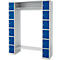 Schäfer Shop Select Armoire à casiers, avec étagère à chapeaux et tringle à vêtements, 2 x 6 compartiments, L 1735 x P 500 x H 1950 mm, aluminium blanc/bleu de gentiane