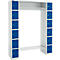 Schäfer Shop Select Armoire à casiers, avec étagère à chapeaux et tringle à vêtements, 2 x 6 compartiments, L 1735 x P 500 x H 1950 mm, gris clair/bleu de gentiane