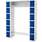 Schäfer Shop Select Armoire à casiers, avec étagère à chapeaux et tringle à vêtements, 2 x 6 compartiments, L 1735 x P 500 x H 1950 mm, gris clair/bleu de gentiane
