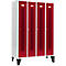 Schäfer Shop Select Armoire à linge à rayures perforées, 4 compartiments, avec pieds, serrure à cylindre, porte rouge rubis