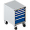 Schäfer Shop Select Armoire à outils mobile WSK 27-36, 5 tiroirs, H 920 mm, fermeture simple, acier, charge max. 200 kg, aluminium blanc/bleu gentiane