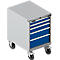 Schäfer Shop Select Armoire à outils mobile WSK 27-36, 5 tiroirs, H 920 mm, fermeture simple, acier, charge max. 75 kg, aluminium blanc/bleu gentiane