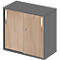 Schäfer Shop Select Armoire à portes coulissantes à poser/relever LOGIN, 2 hauteurs de classeurs, L 800 x P 420 x H 726 mm, graphite/décor chêne