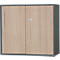 Schäfer Shop Select Armoire à portes coulissantes à poser/relever Start Off, à hauteur de table, verrouillable, L 800 x P 420 x H 726 mm, graphite/chêne