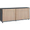 Schäfer Shop Select Armoire à portes coulissantes, en bois, 2 étagères, L 1600 mm x P 421 x H 750 mm, graphite/chêne