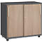 Schäfer Shop Select Armoire à portes coulissantes, en bois, 2 étagères, L 800 mm x P 421 x H 750 mm,graphite/chêne