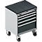 Schäfer Shop Select Armoire à tiroirs avec roulettes WSK 18-27, 4 tiroirs, jusqu'à 200 kg, L 411 x P 572 x H 770 mm, gris anthracite/aluminium blanc