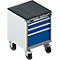Schäfer Shop Select Armoire à tiroirs avec roulettes WSK 18-27, 4 tiroirs, jusqu'à 75 kg, L 411 x P 572 x H 770 mm, bleu gentiane/aluminium blanc