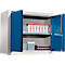 Schäfer Shop Select Armoire murale MS 750, à deux portes, avec étagère intermédiaire, L 750 x P 320 x H 600 mm, acier, aluminium blanc/bleu enzyme