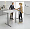 Schäfer Shop Select Besprechungstisch ERGO-T, mit Anschluss, elektrisch höhenverstellbar, Boot, T-Fuß, B 2000 x H 640-1300 mm, lichtgrau/weißalu 