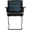 Zwarte bezoekersstoel met mesh rugleuning en metalen frame.