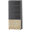 Schäfer Shop Select Bibliothèque combinée SET UP, 6 HC, l. 800 x P 420 x H 2196 mm, graphite/décor chêne 