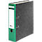 Green and gray binder with empty label for notes.