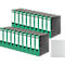 Green file folders in two stacks, next to gray file folders, a folder cover set.