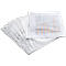 Several transparent foils with perforated edges, one of them with a diagram. Foils are stacked and slightly fanned out.