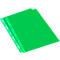 Two green transparent document sleeves, slightly overlapping, with a perforated edge for file binders.