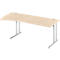 Schäfer Shop Select Bureau avec arrondi COMBITEC, l. 2000 x P 800/1000 mm, érable/alu blanc 