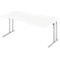 Schäfer Shop Select Bureau COMBITEC, forme libre, approche à droite, pied en C, L 1800 x P 1000/800 x H 677-817 mm, blanc/aluminium blanc