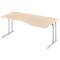 Schäfer Shop Select Bureau COMBITEC, forme libre, approche à droite, pied en C, L 1800 x P 1000/800 x H 677-817 mm, érable/aluminium blanc