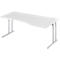 Schäfer Shop Select Bureau COMBITEC, forme libre, approche à droite, pied en C, L 1800 x P 1000/800 x H 677-817 mm, gris clair/aluminium blanc