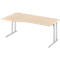 Schäfer Shop Select Bureau COMBITEC, forme libre, approche à gauche, pied en C, L 1800 x P 1000/800 x H 677-817 mm, érable/aluminium blanc