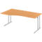 Schäfer Shop Select Bureau COMBITEC, forme libre, approche à gauche, pied en C, L 1800 x P 1000/800 x H 677-817 mm, hêtre/aluminium blanc