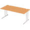 Schäfer Shop Select Bureau COMBITEC, rectangulaire, pied en C, L 1800 x P 800 x H 677-817 mm, hêtre/aluminium blanc