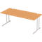 Schäfer Shop Select Bureau COMBITEC, rectangulaire, pied en C, L 2000 x P 1000 x H 677-817 mm, hêtre/aluminium blanc
