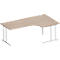 Schäfer Shop Select Bureau d'angle COMBITEC, angle 90° à droite, pied en C, L 2000 x P 1200/800 x H 677-817 mm, chêne/alu blanc