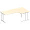 Schäfer Shop Select Bureau d'angle COMBITEC, angle 90° à droite, pied en C, L 2000 x P 1200/800 x H 677-817 mm, érable/alu blanc