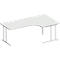 Schäfer Shop Select Bureau d'angle COMBITEC, angle 90° à droite, pied en C, L 2000 x P 1200/800 x H 677-817 mm, gris clair/alu blanc