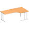Schäfer Shop Select Bureau d'angle COMBITEC, angle 90° à droite, pied en C, L 2000 x P 1200/800 x H 677-817 mm, hêtre/alu blanc