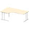 Schäfer Shop Select Bureau d'angle COMBITEC, angle 90° gauche, pied en C, L 2000 x P 1200/800 x H 677-817 mm, érable/alu blanc